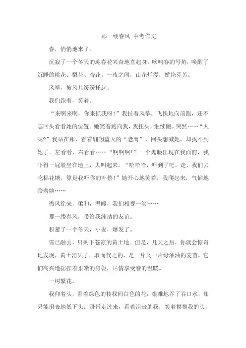 那一缕春风 中考作文