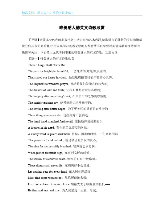 唯美感人的英文诗歌欣赏