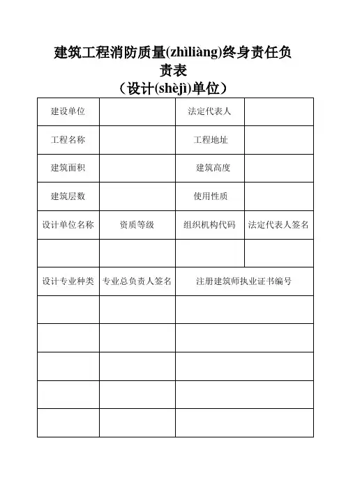 建筑工程消防质量终身责任负责表