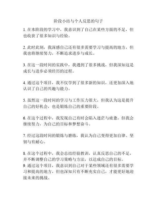阶段小结与个人反思的句子