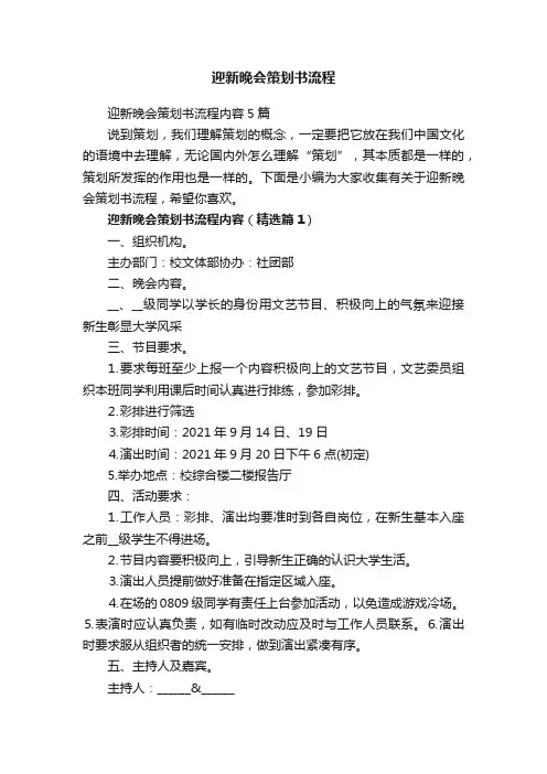 迎新晚会策划书流程