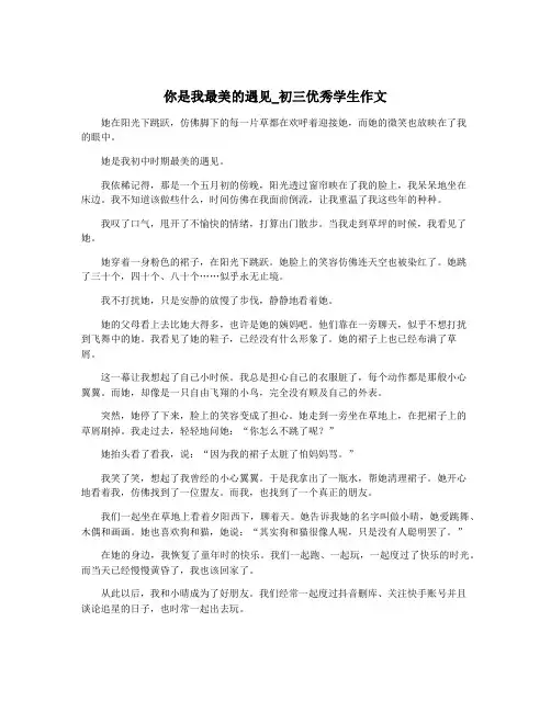 你是我最美的遇见_初三优秀学生作文
