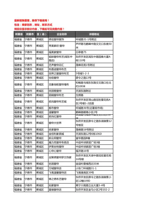 新版福建省宁德市蕉城区窗帘企业公司商家户名录单联系方式地址大全77家