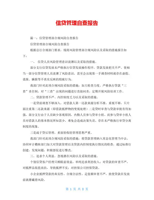 信贷管理自查报告