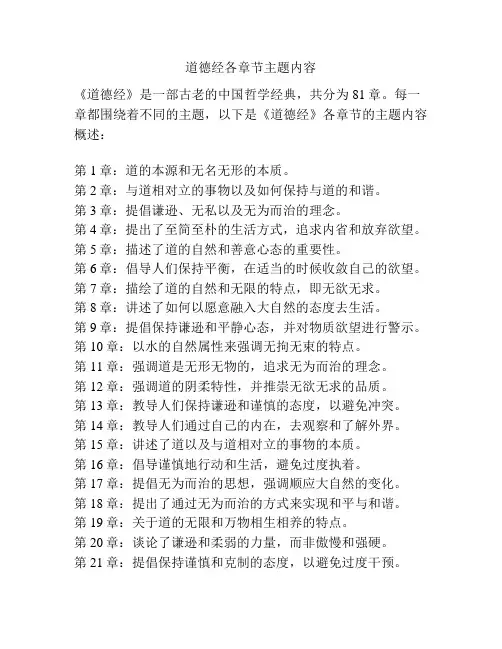 道德经各章节主题内容