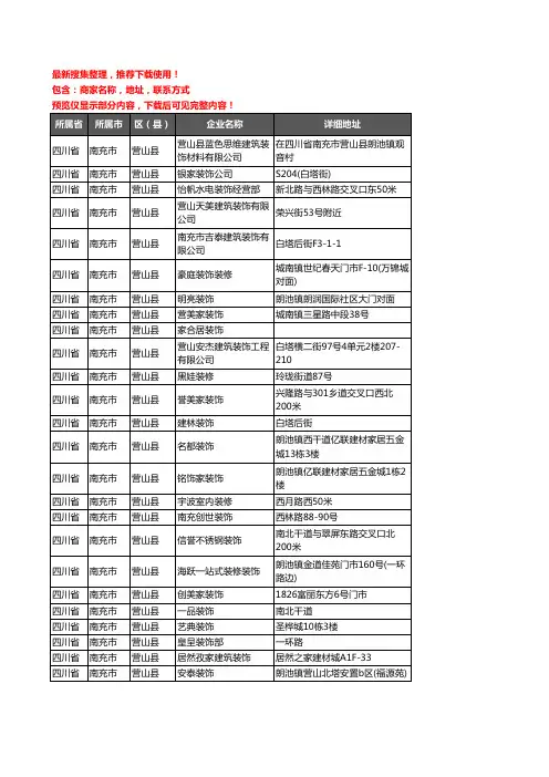 新版四川省南充市营山县装修公司企业公司商家户名录单联系方式地址大全61家