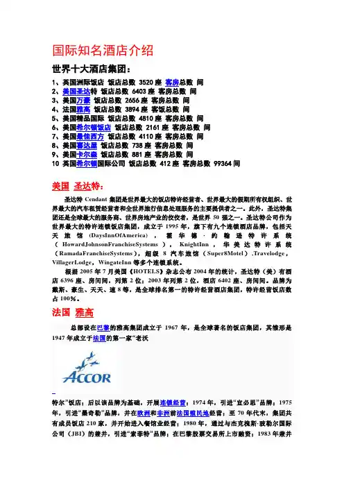 国际知名酒店介绍