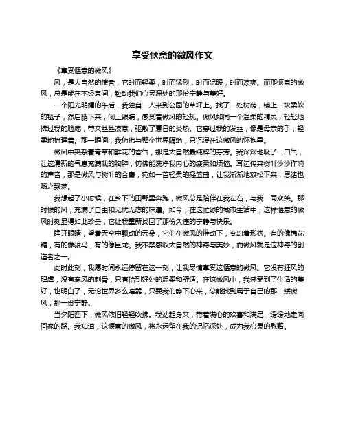 享受惬意的微风作文