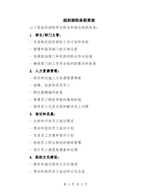 组织部职务职责表