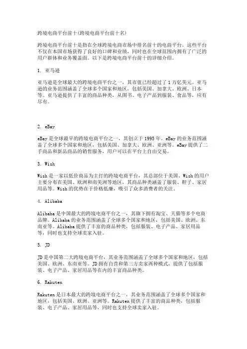 跨境电商平台前十(跨境电商平台前十名)