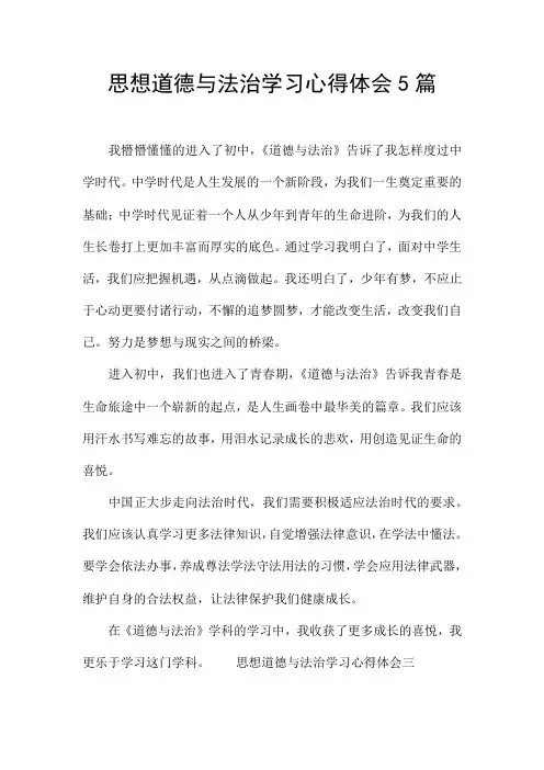 思想道德与法治学习心得体会5篇