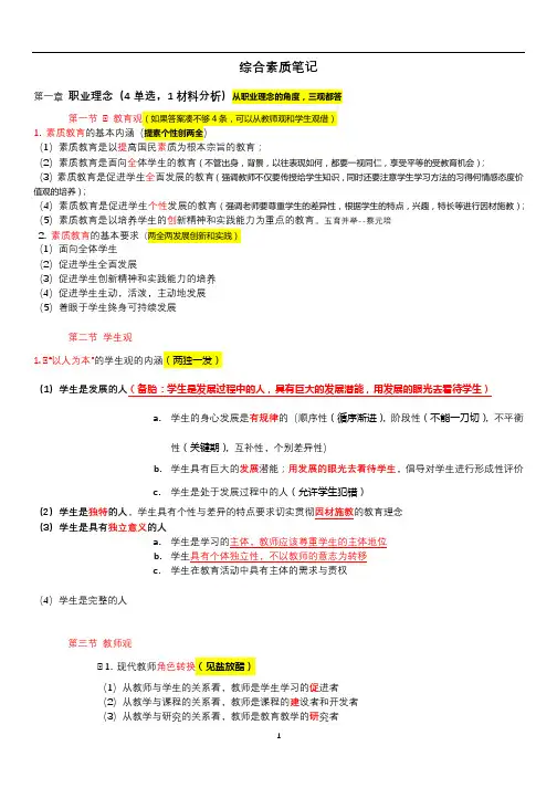 教师资格证考试-综合素质知识点和作文素材整理