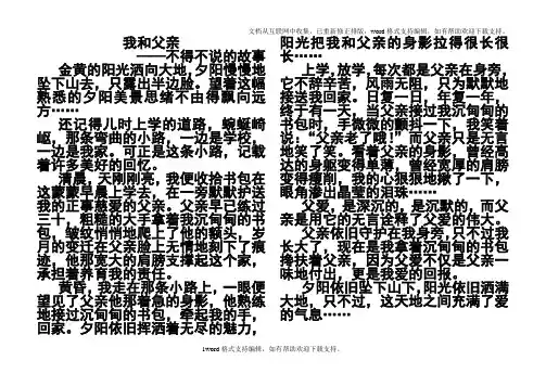 初中作文我和父亲——不得不说的故事