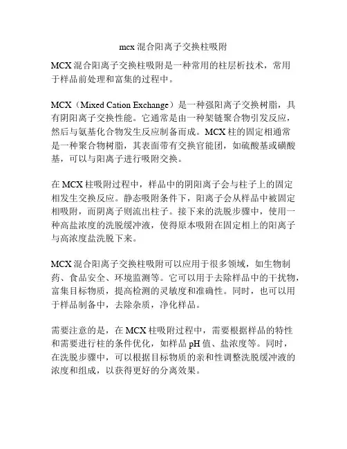 mcx混合阳离子交换柱吸附