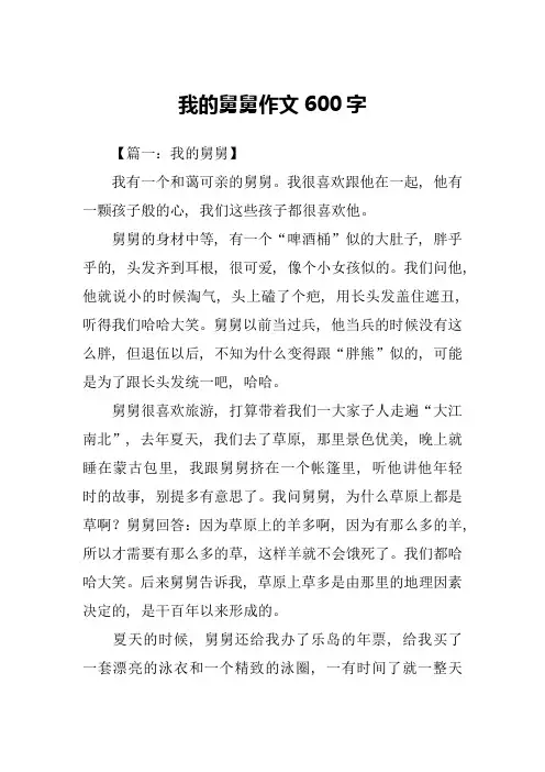 我的舅舅作文600字