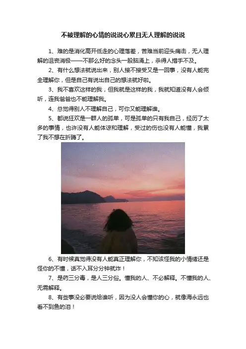 不被理解的心情的说说心累且无人理解的说说