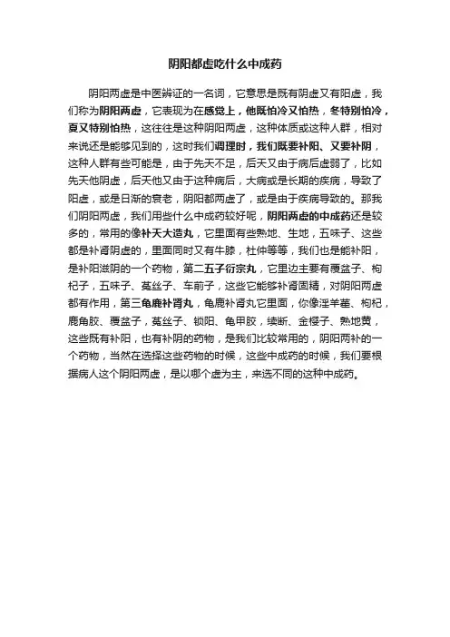 阴阳都虚吃什么中成药