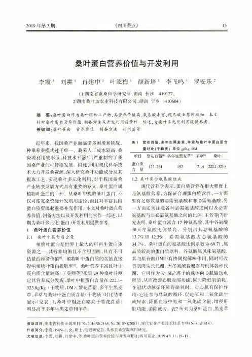 桑叶蛋白营养价值与开发利用