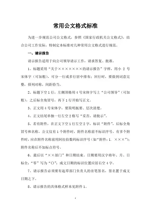 常用公文格式标准