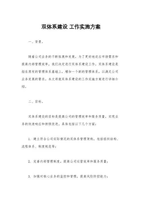 双体系建设 工作实施方案
