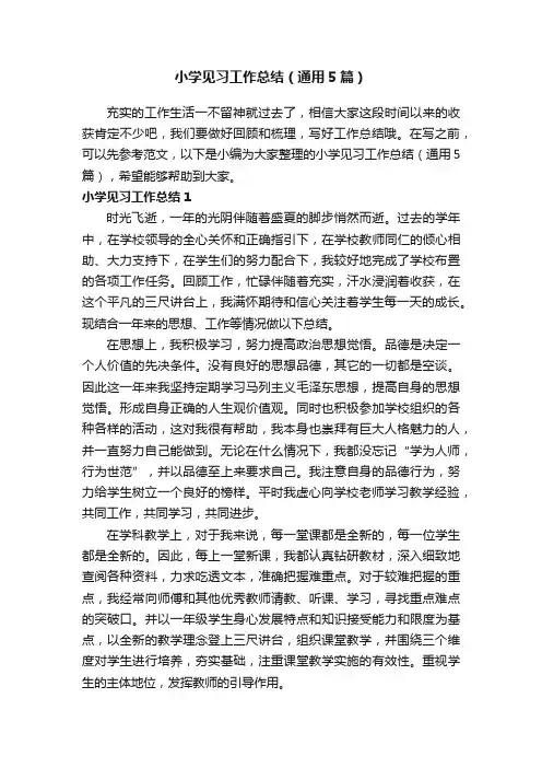 小学见习工作总结（通用5篇）