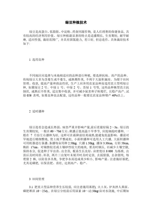 绿豆种植技术