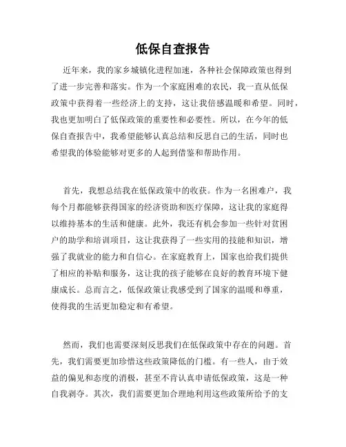 低保自查报告
