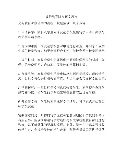 义务教育阶段转学流程