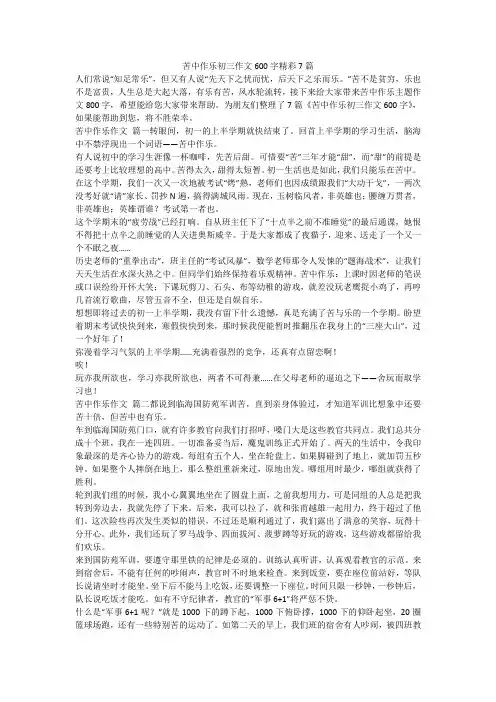 苦中作乐初三作文600字精彩7篇