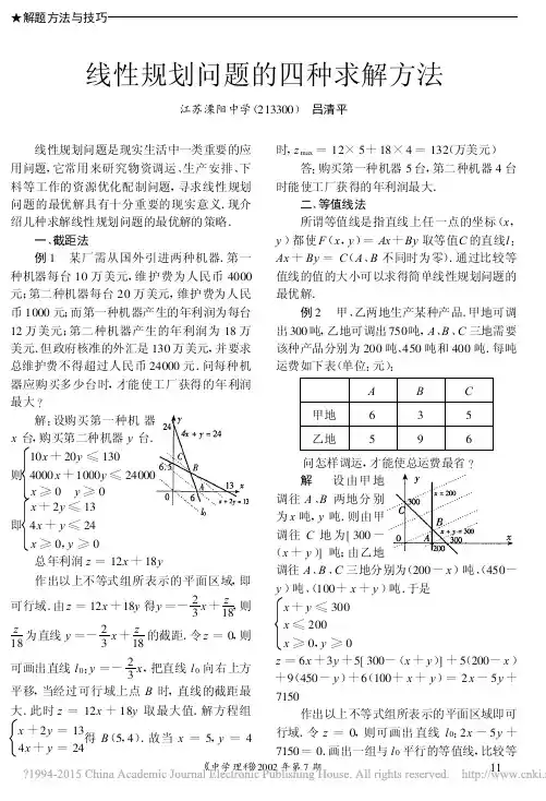 线性规划问题的四种求解方法