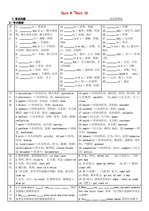 【火线100天】中考英语 第一部分 教材同步复习篇 第十九课时 九年级 unit9-unit10