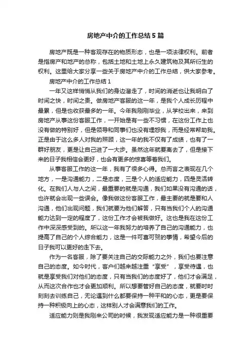 房地产中介的工作总结5篇
