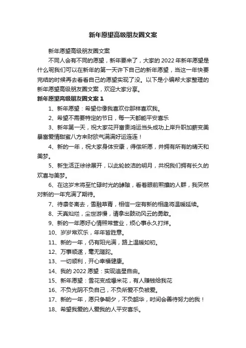 新年愿望高级朋友圈文案