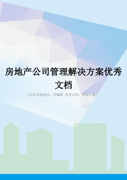 房地产公司管理解决方案优秀文档