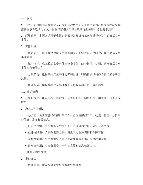 农行数据安全应急处置预案