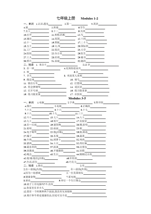最新外研版中考复习( 七年级至九年级)英语单词短语复习总结大全18页