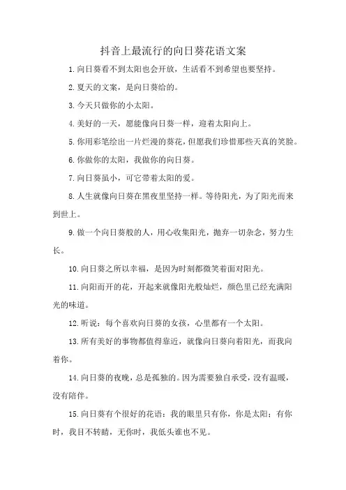 抖音上最流行的向日葵花语文案