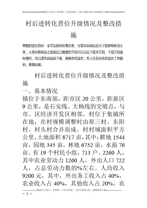 村后进转化晋位升级情况及整改措施
