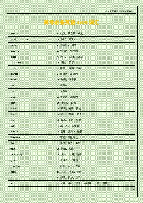 高考必备英语3500词汇