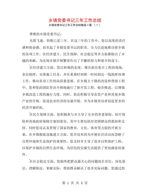 乡镇党委书记三年工作总结3篇