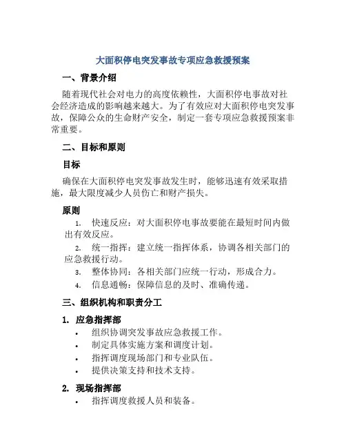 大面积停电突发事故专项应急救援预案 