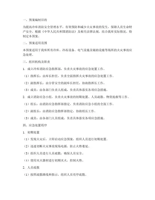 冷库消防应急预案范文