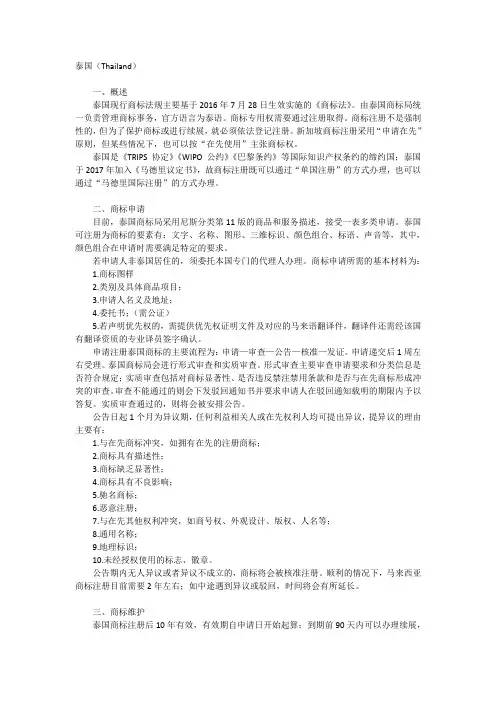 泰国商标介绍