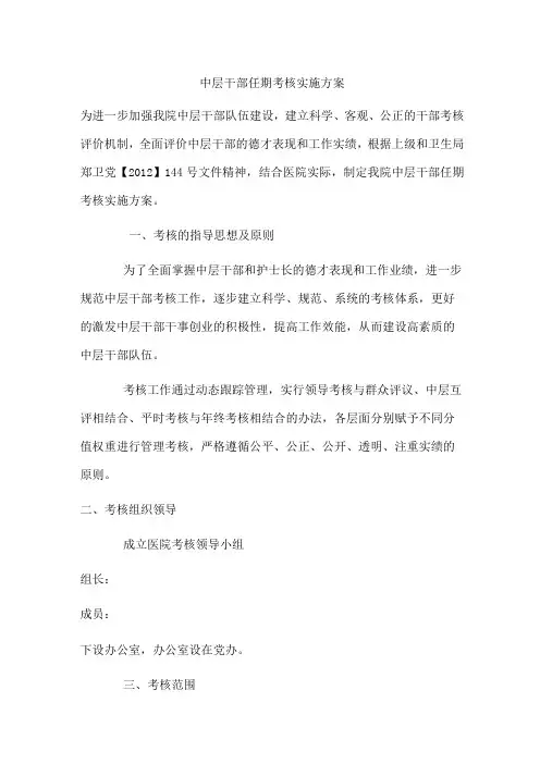 中层干部任期考核实施方案