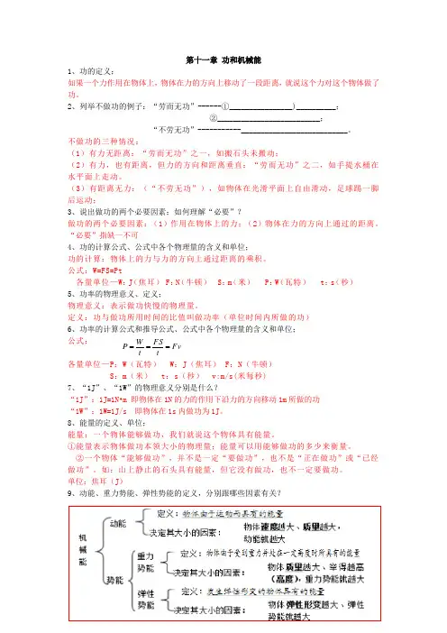 八下物理知识点总结第十一章总结