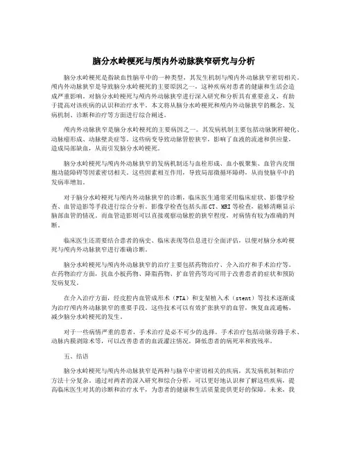 脑分水岭梗死与颅内外动脉狭窄研究与分析
