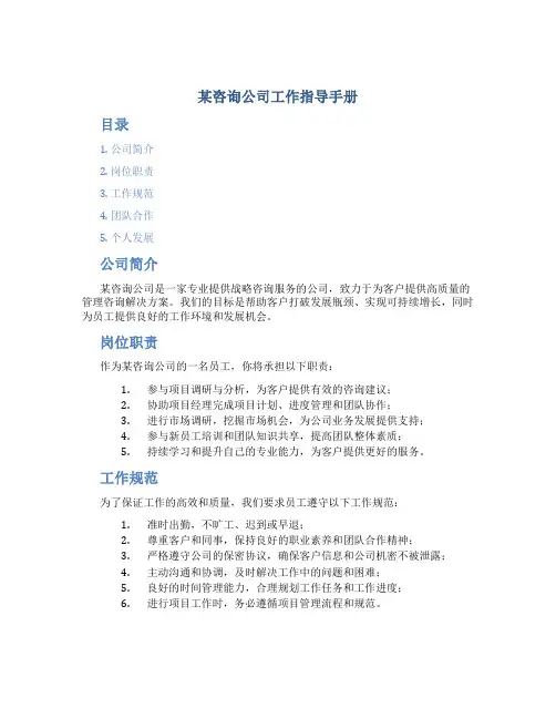 某咨询公司工作指导手册