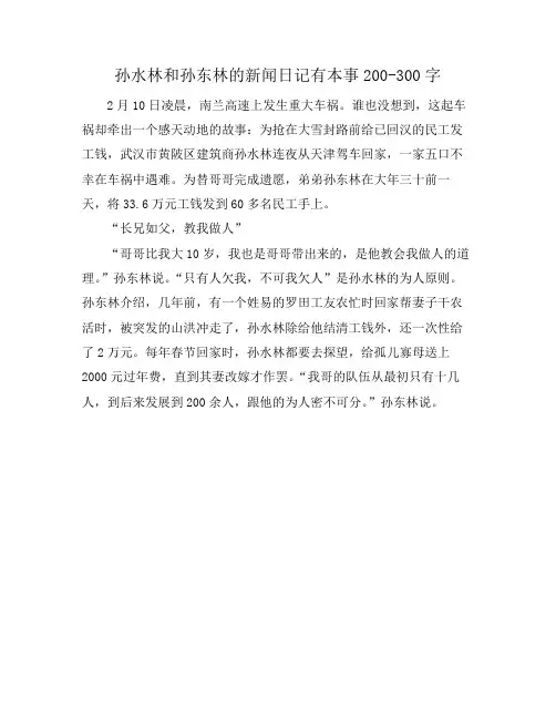 孙水林和孙东林的新闻日记有本事200-300字