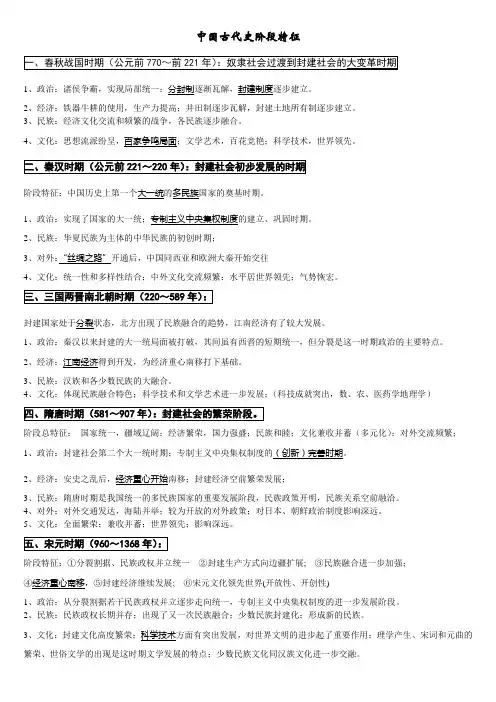 各时代的历史阶段特征(精华版)