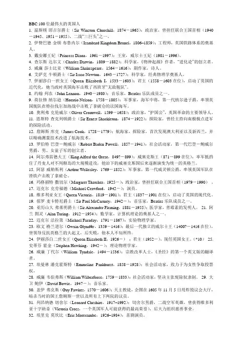 100位最伟大的英国人